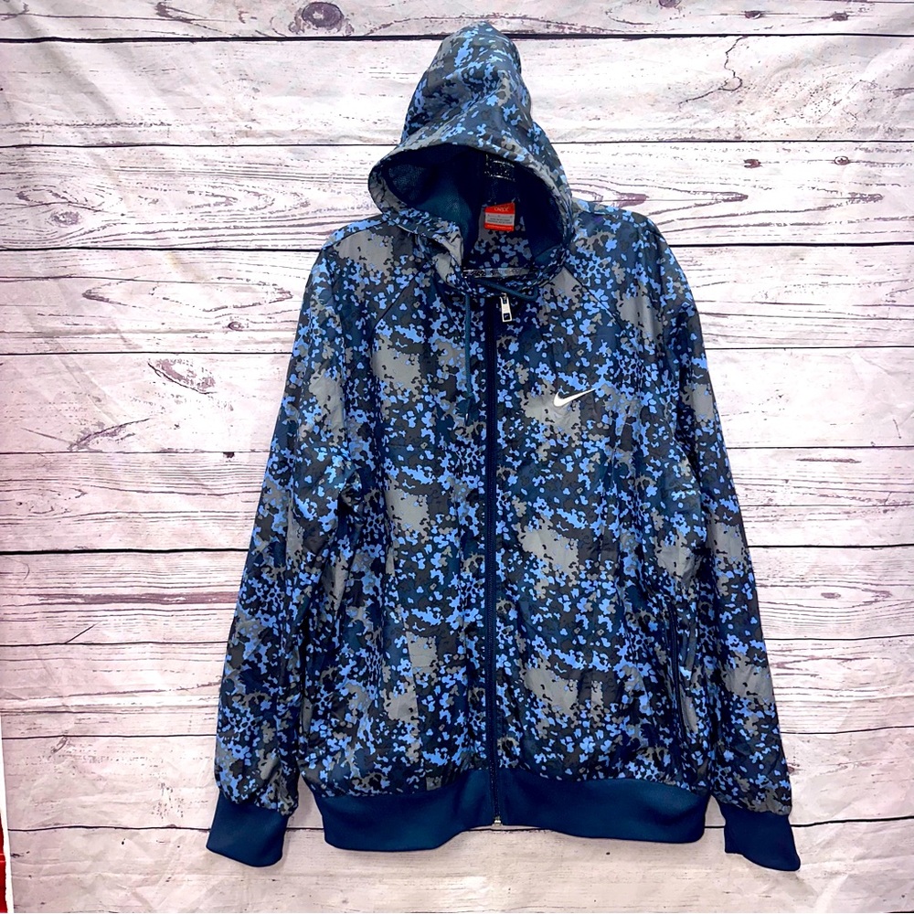 Nike Blue Muti-Color Windbreaker Jacket Size Large